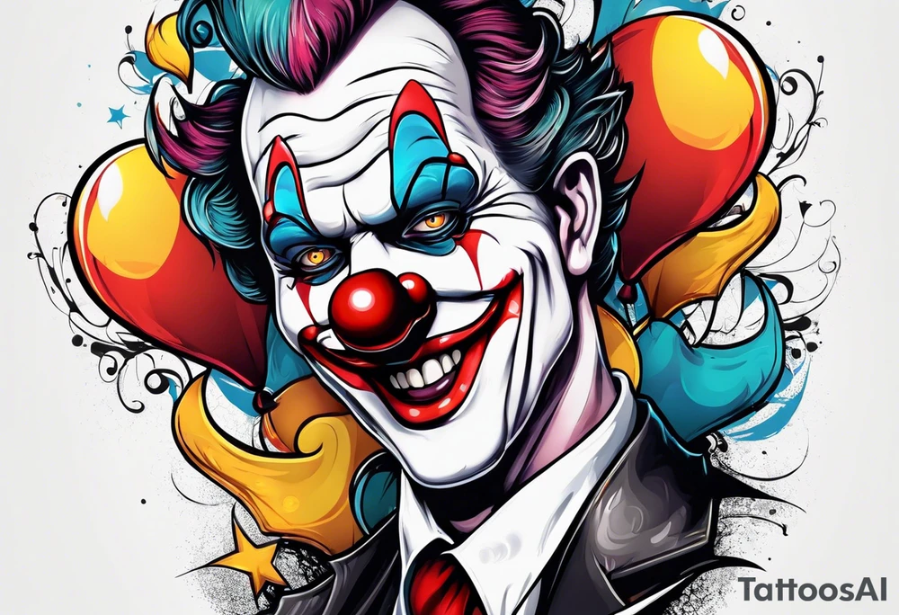clown two face tattoo idea