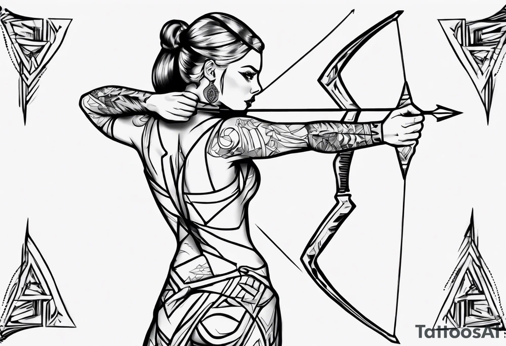 Archer drawing arrow back tattoo idea
