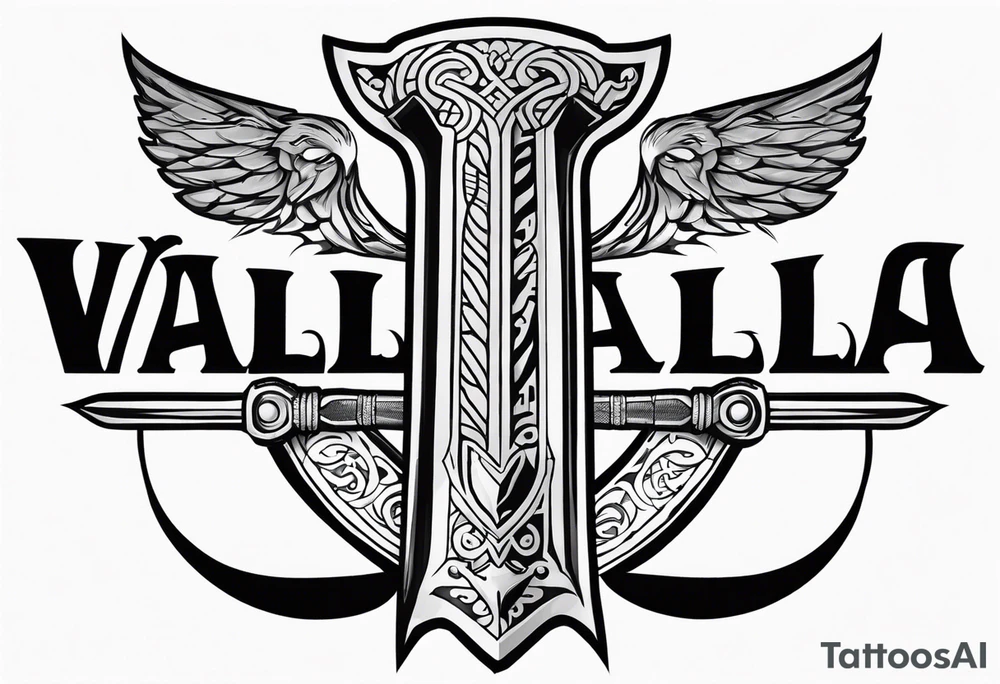 Valhalla sword round shield tattoo idea
