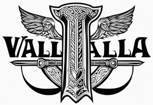 Valhalla sword round shield tattoo idea