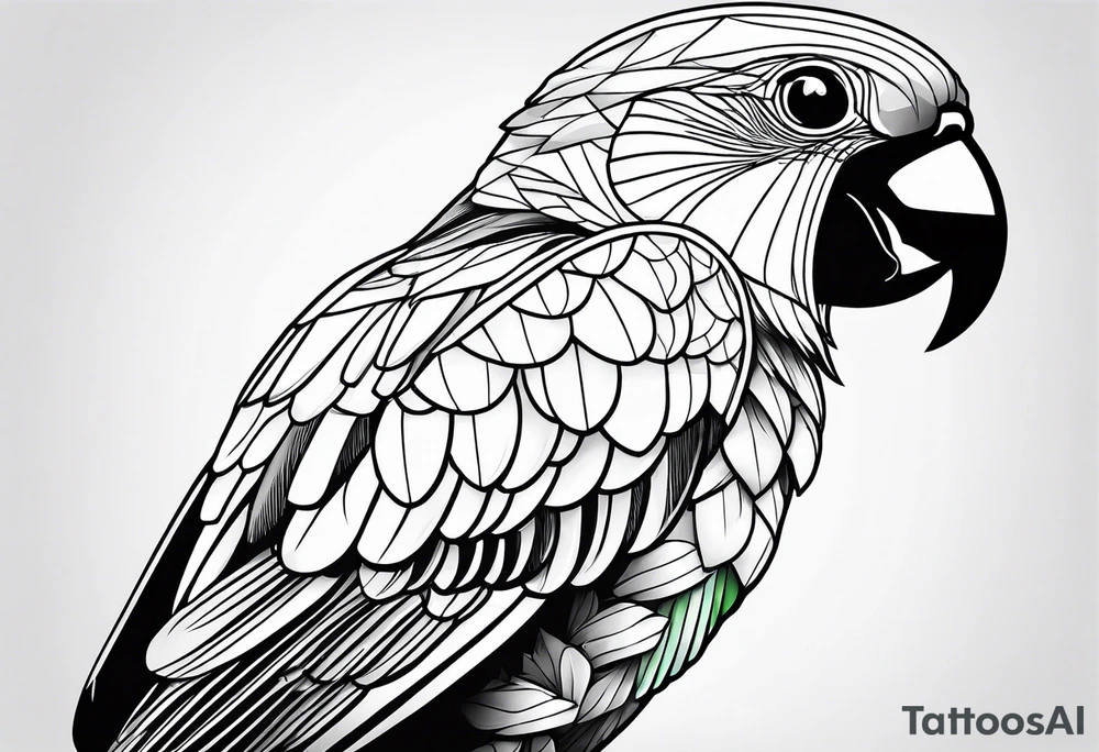 geometric black headed caique parrot tattoo idea