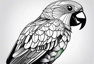 geometric black headed caique parrot tattoo idea