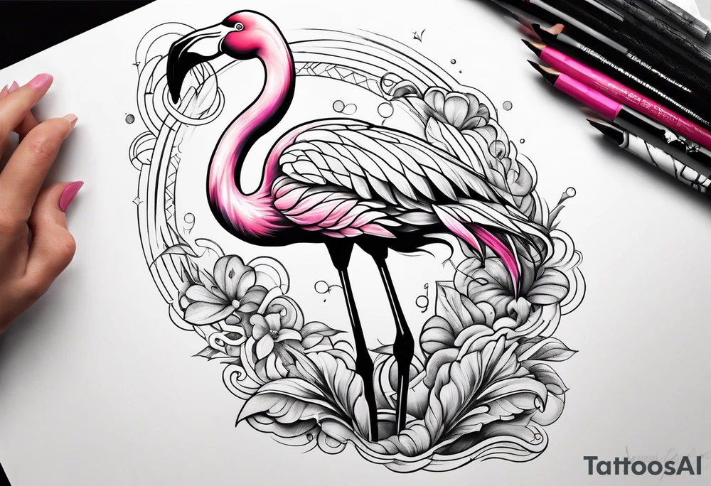 cute flamingo tattoo idea