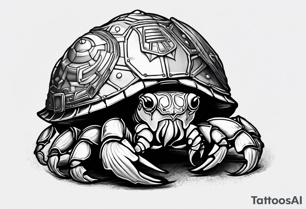hermit crab wearing a storm trooper helmet as his shell tattoo idea