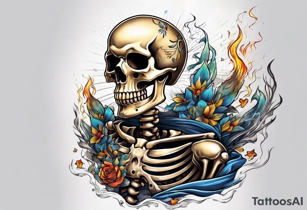 skeleton running from the world tattoo idea