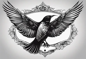 A Soaring bird with the text 1937-2023 underneath it in a simple style tattoo idea