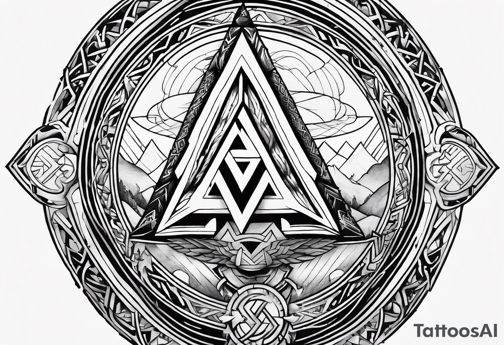 Valhalla valknut shield lightning sword tattoo idea