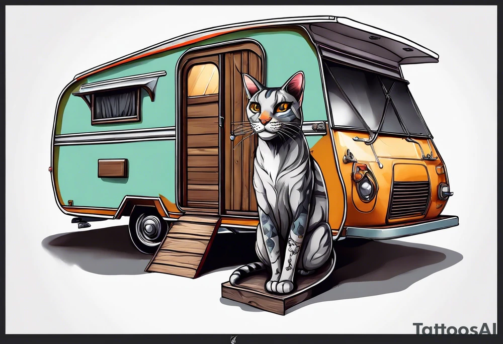 Khajiit sitting in a caravan selling wares tattoo idea