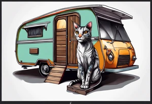 Khajiit sitting in a caravan selling wares tattoo idea