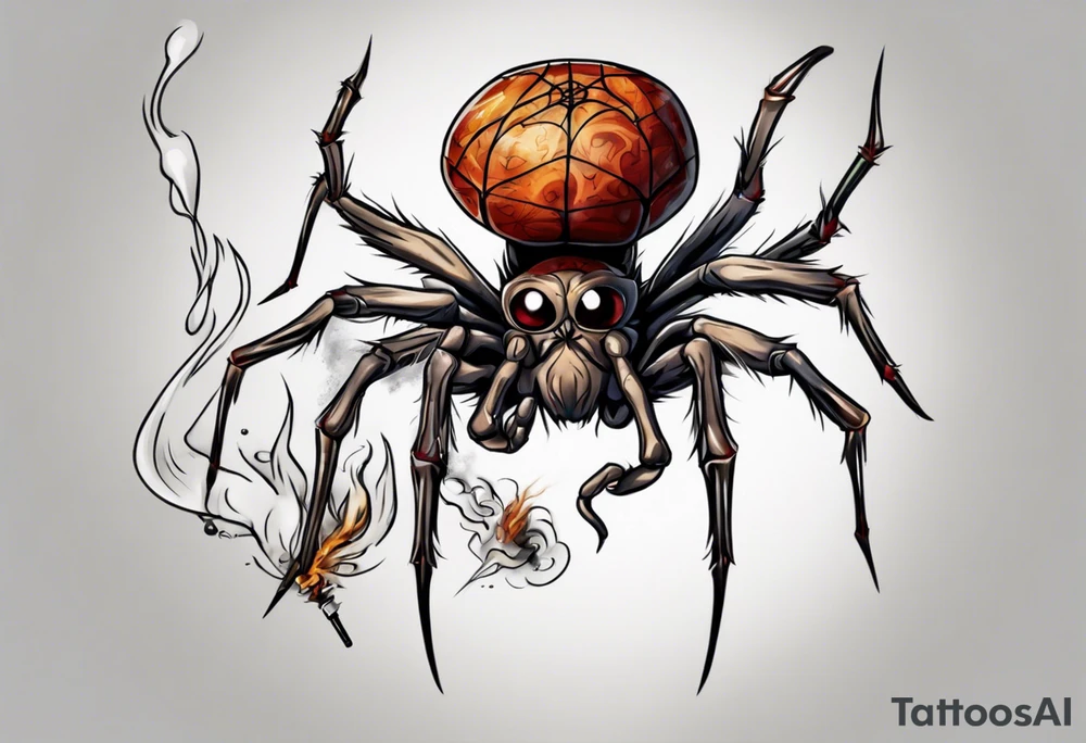 A spider smoking a joint tattoo idea