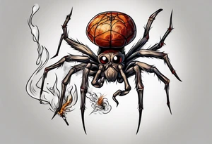 A spider smoking a joint tattoo idea