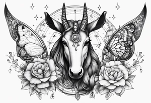 Capricorn constellation with butterflies tattoo idea