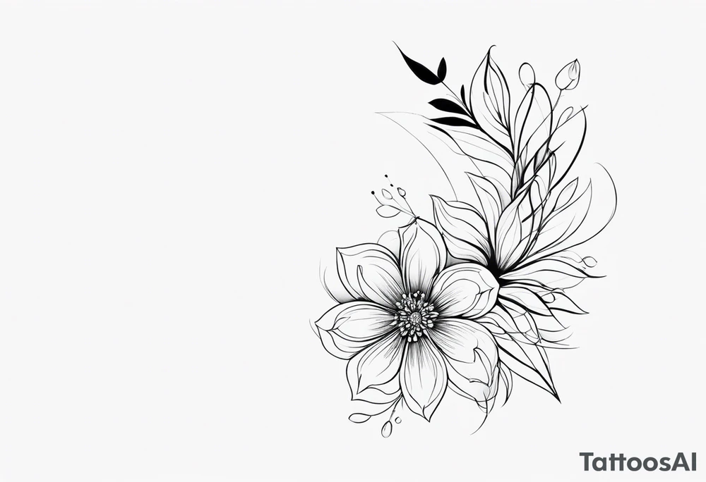 fine line, small flowers, shoulder, tribal tattoo idea