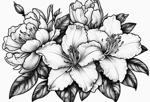 Azaleas with buds along branch tattoo idea