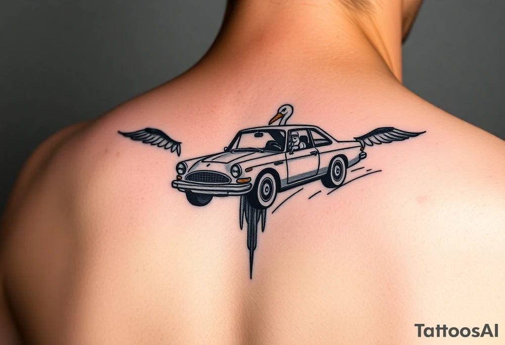 Quiero tatuajes independientes en el brazo uno en el antebrazo muy sutil que ponga karma, otro en el tríceps que ponga hakuna matara con alguna imagen se aprovecha el momento, otro en el brazo donde consideres que sea un coche pasando a través de un arcoíris y conducido por un pato moderno tattoo idea