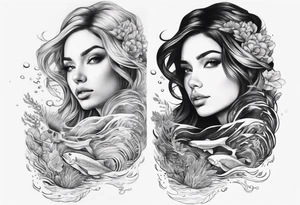 half of my tattoo is underwater and another half is above the ocean tattoo idea