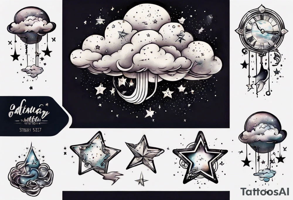 cloud with the date and stars tattoo idea