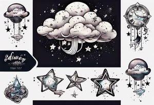 cloud with the date and stars tattoo idea