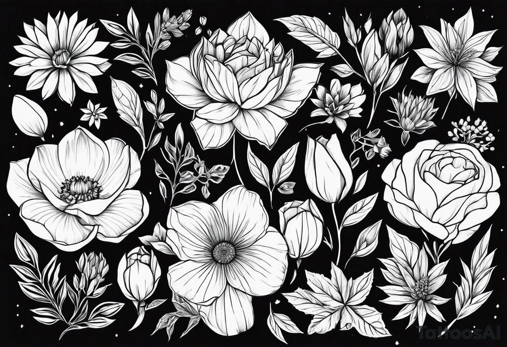 November, December, June birth flowers tattoo idea