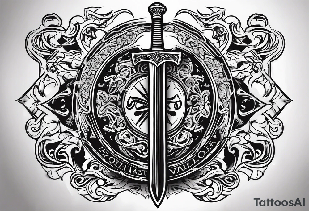 sword Valhalla death prayer tattoo idea
