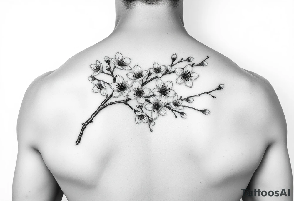 Cherry blossom branch tattoo idea