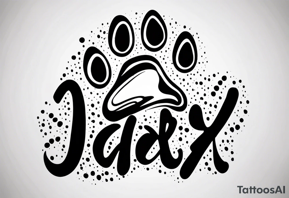 Dogs paw print with jaxy writing tattoo idea
