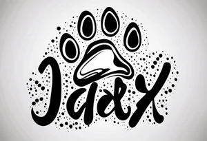 Dogs paw print with jaxy writing tattoo idea