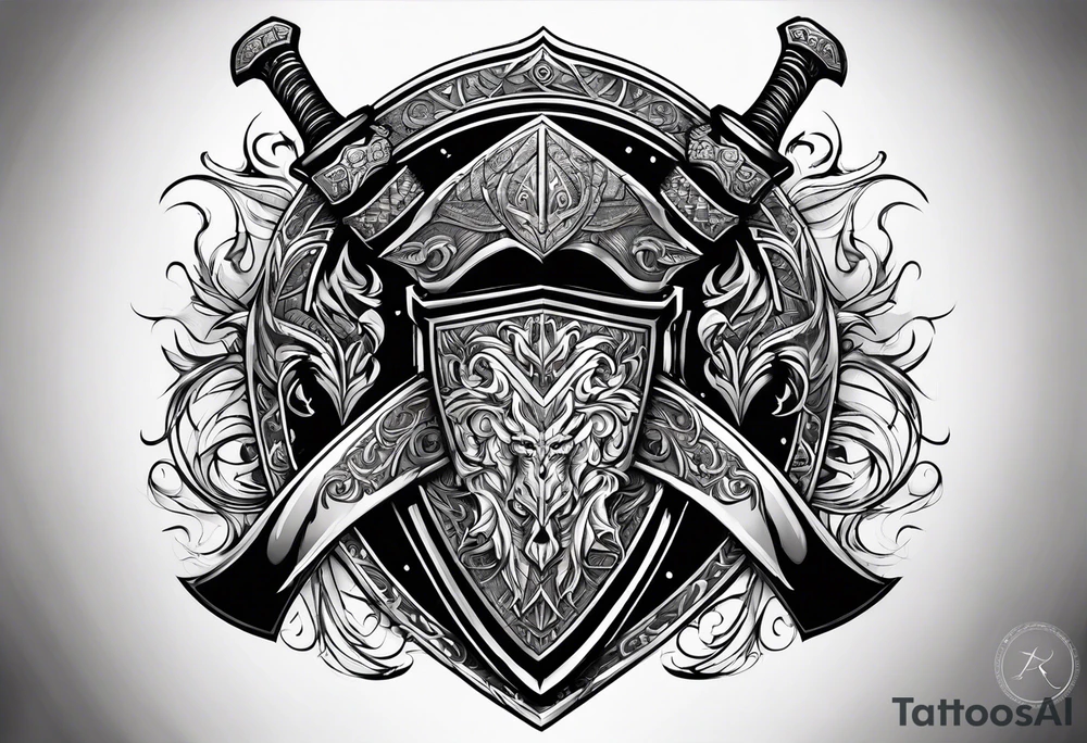 Valhalla sword shield axe armour tattoo idea