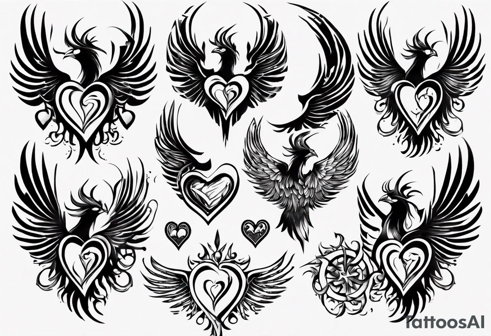 Phoenix heart tattoo idea
