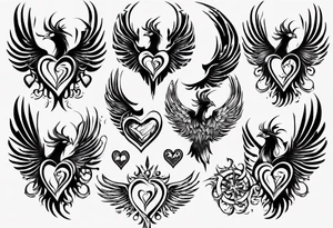 Phoenix heart tattoo idea
