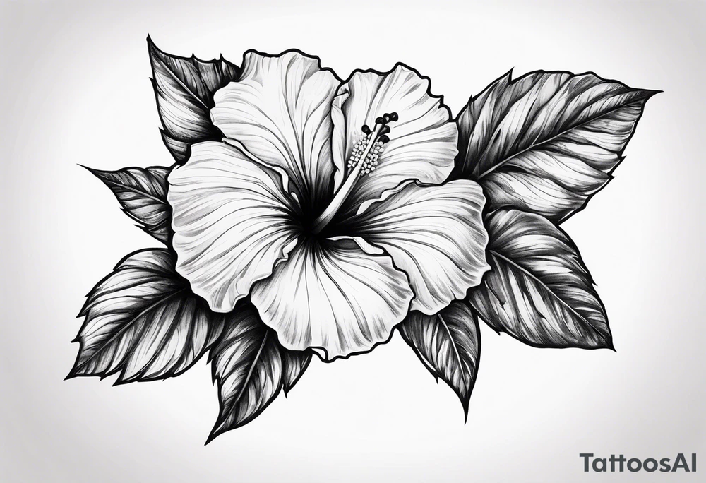 a hibiscus flower branch starting from wrist to shoulder, going around whole arm sleeve tattoo idea