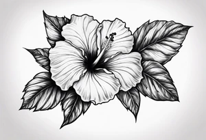 a hibiscus flower branch starting from wrist to shoulder, going around whole arm sleeve tattoo idea