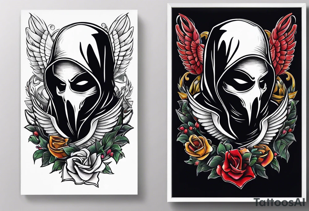 Ghostface holding fliers tattoo idea