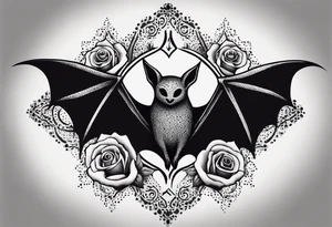 Gothic tattoo with bat and rose tattoo idea