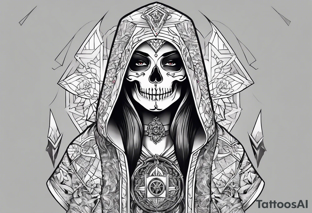 lady skeleton grim reaper satan tattoo idea