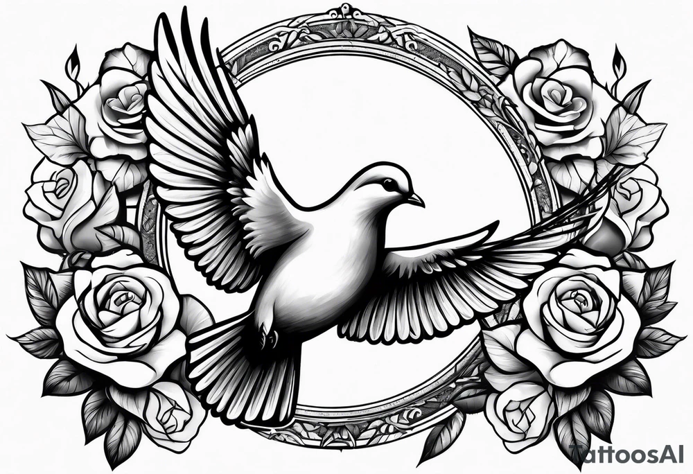 Dove and roses tattoo idea