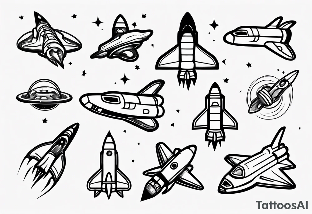 Super simple cartoon space shuttle tattoo idea
