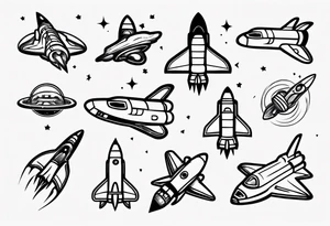 Super simple cartoon space shuttle tattoo idea