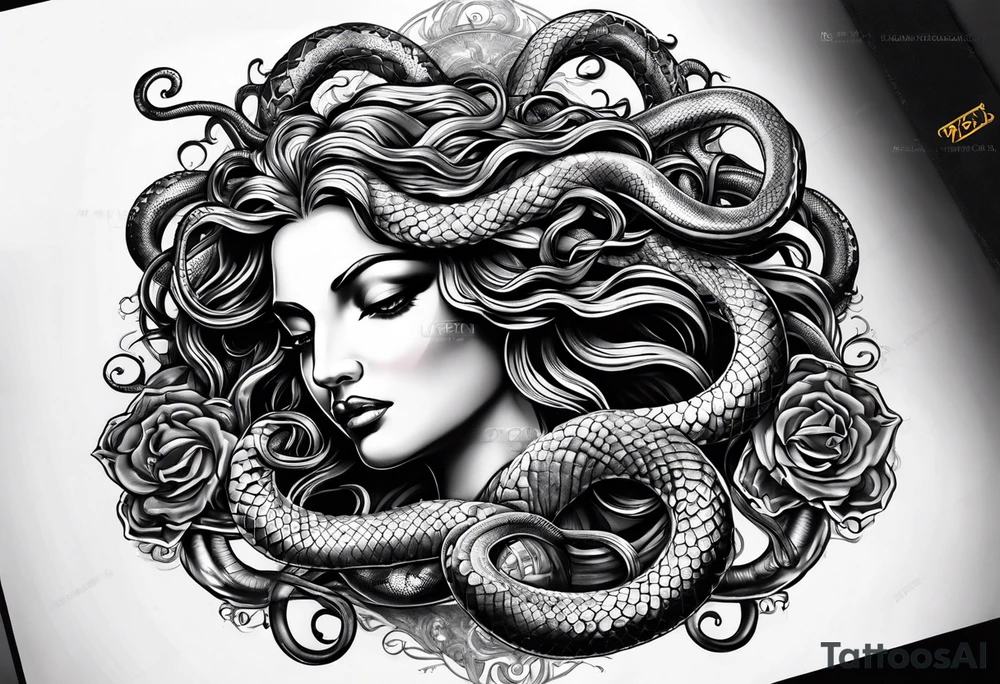 beautiful but mysterious medusa with the snakes clearly showing tattoo idea