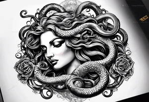beautiful but mysterious medusa with the snakes clearly showing tattoo idea