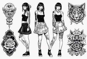 Girl wearing a mini skirt tattoo idea
