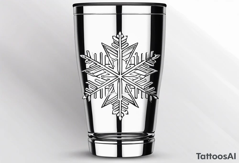 20 oz tumbler simple minimalist Christmas 2024 snowflake 
motif with a blank banner to engrave a name in the middle tattoo idea