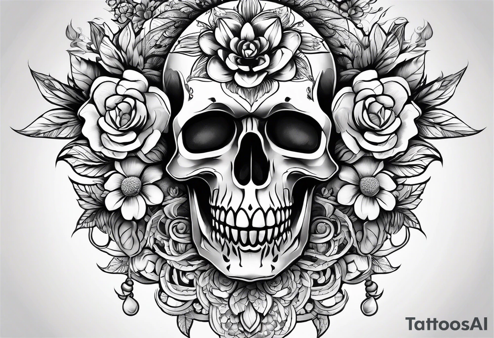 coelho cercado por flores tattoo idea