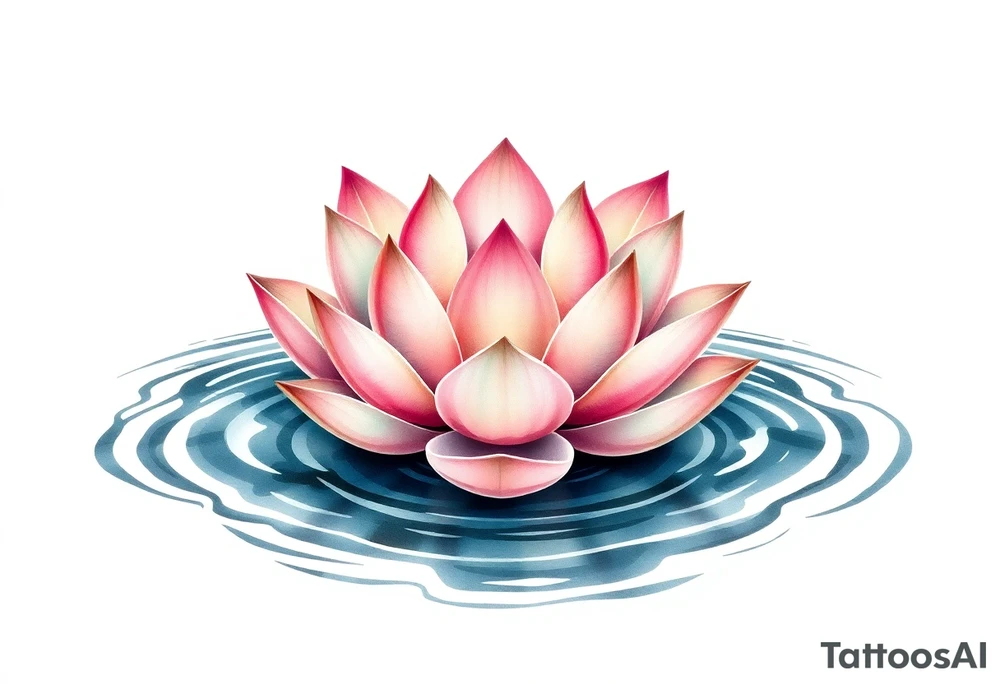 serene lotus flower emerging from sacred waters with ripples tattoo idea