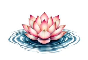 serene lotus flower emerging from sacred waters with ripples tattoo idea