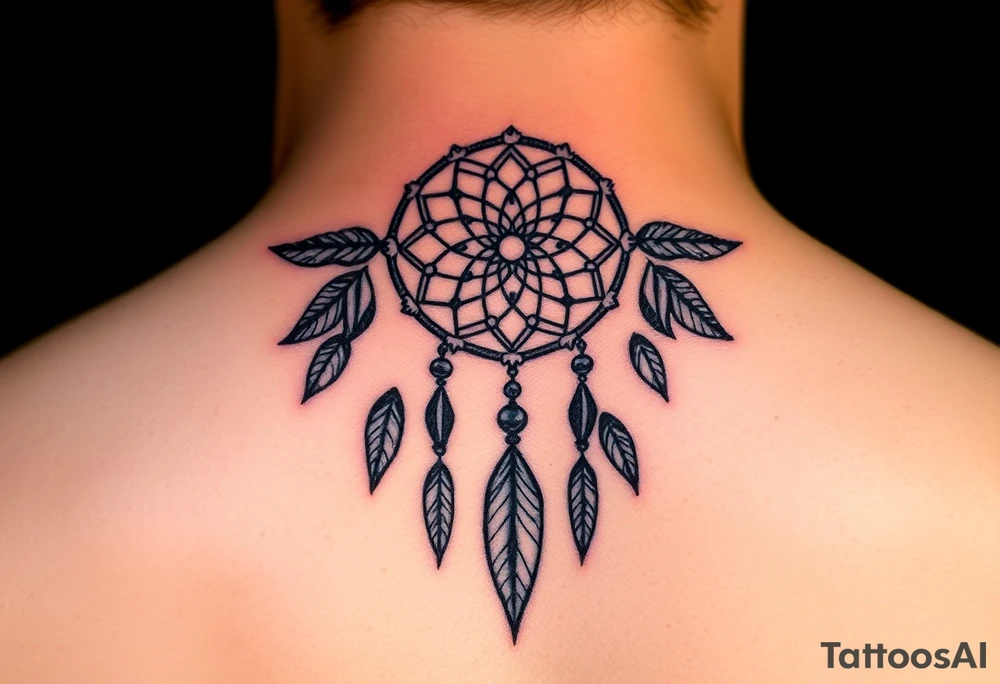Neck piece with a beautiful dream catcher tattoo idea