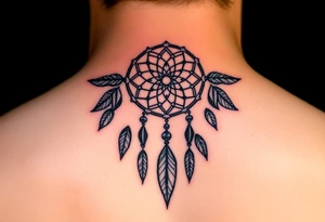 Neck piece with a beautiful dream catcher tattoo idea