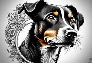 Koolie cross kelpie portrait tattoo idea