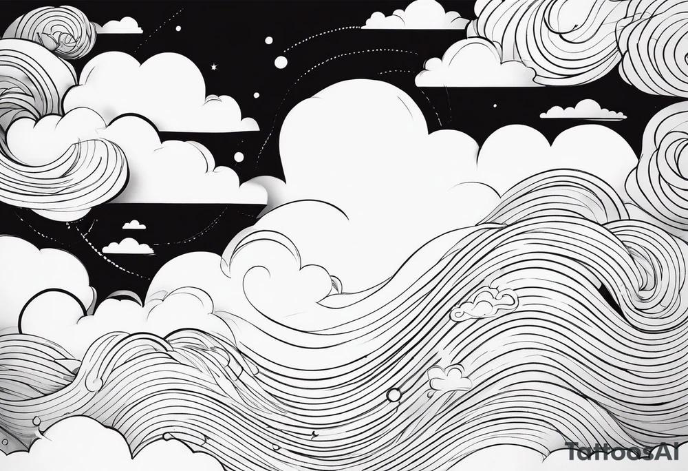 heaven clouds swirl vignette tattoo idea