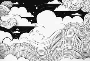 heaven clouds swirl vignette tattoo idea